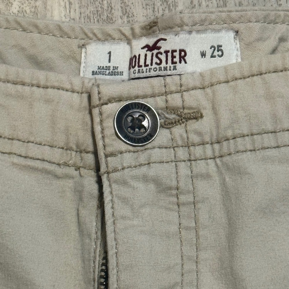 Hollister California‎ Women Beige Khaki Cargo Zip Pocket hot Shorts Size 25 - Picture 2 of 4